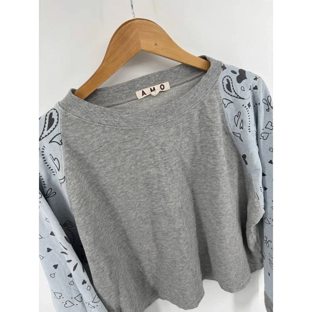 NWOT AMO Bandana Sleeve Crewneck Sweater Sz S Ltd Edition RARE Western Preppy